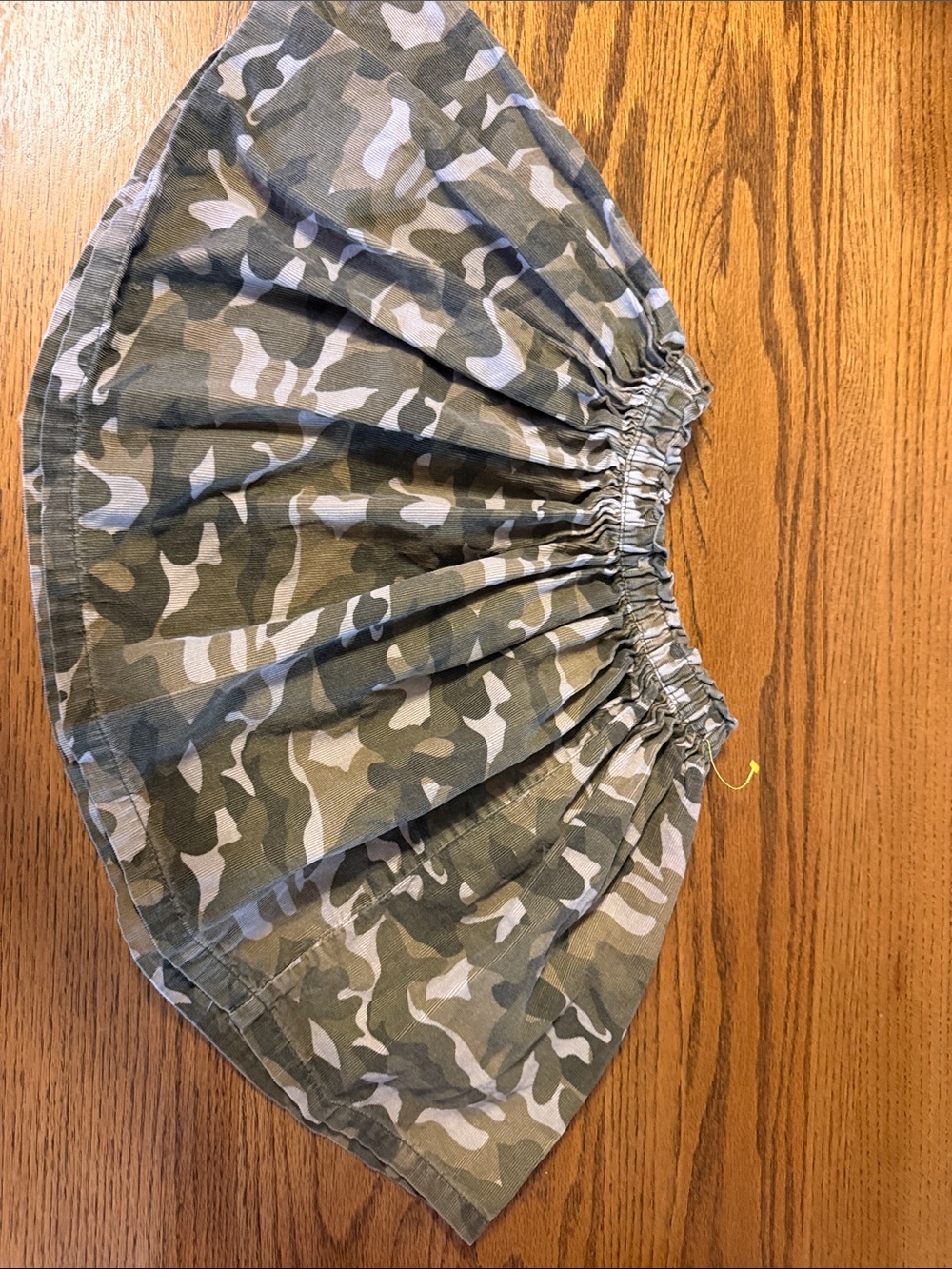 Camo Print Gathered Waist Skirt - Olive/Gray